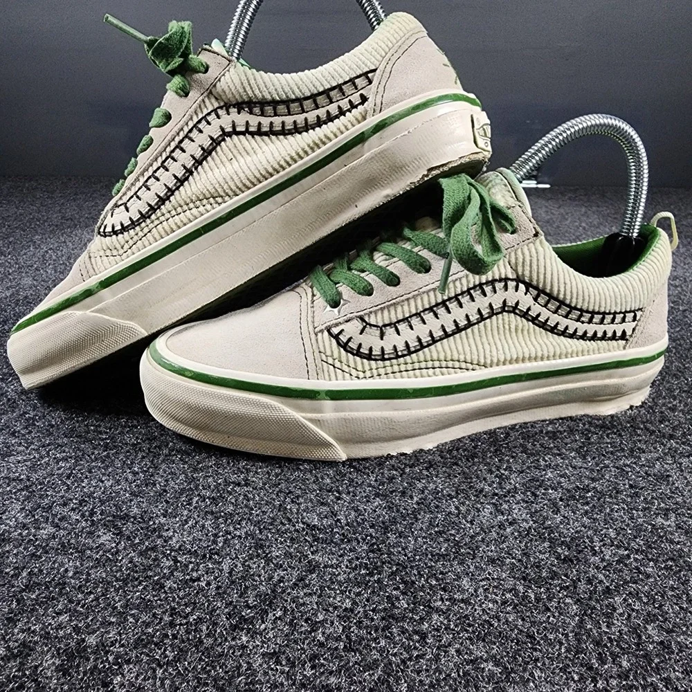 Vans Cocona Hiraki Old Skool Skate Shoes Women 7.5 Cream Green Corduroy  Suede